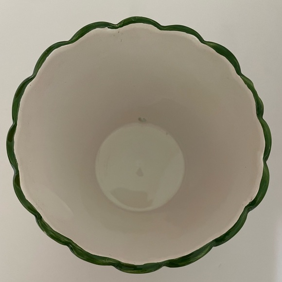 Vintage RCCL Portugal Hand Painted Floral Ceramic Green On White Flower Pot - Picture 5 of 13